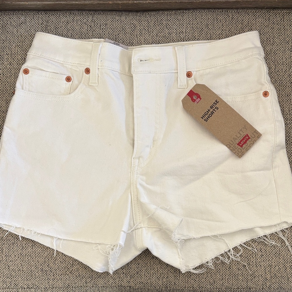 Levi's White High-Rise Cutoff Denim Shorts